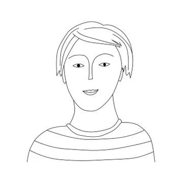 Linear portrait of a boy Stock Illustration