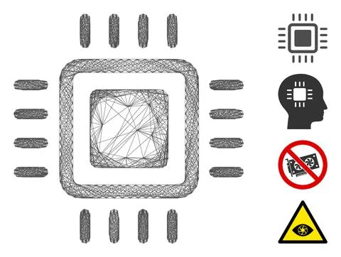 Linear Processor Vector Mesh Stock Illustration