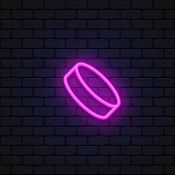 Linear puck neon icon for game background design. Illustrazione stock