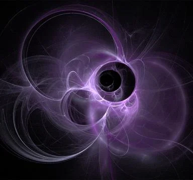 Linear purple abstract pattern on black, color digital graphics, background 스톡 일러스트