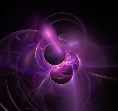 Linear purple abstract pattern on black, color digital graphics, background Stock Illustration