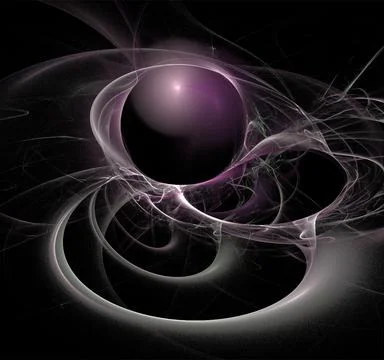 Linear purple abstract pattern on black, color digital graphics, background Stock Illustration