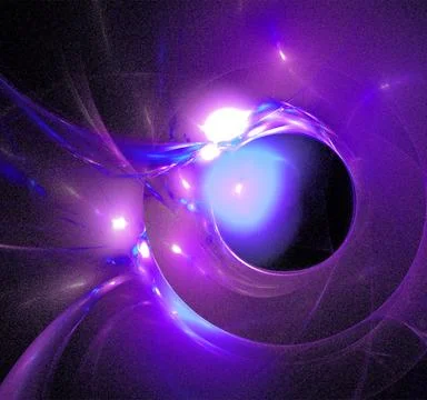 Linear purple abstract pattern on black, color digital graphics, background Stock Illustration