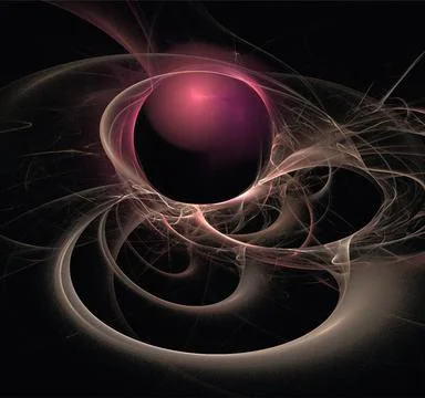 Linear purple abstract pattern on black, color digital graphics, background Stock Illustration