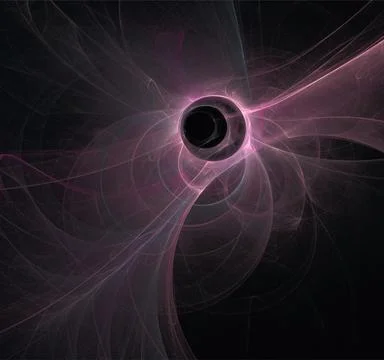 Linear purple abstract pattern on black, color digital graphics, background Stock Illustration