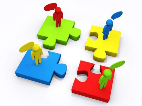 Linear puzzle people as concept Stock Illustration
