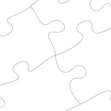 Linear Puzzles blank template with linked Jigsaw pieces. Mosaic background fo Stock Illustration