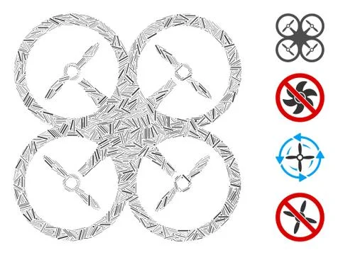 Linear Quadcopter Icon Vector Collage Illustrazione stock