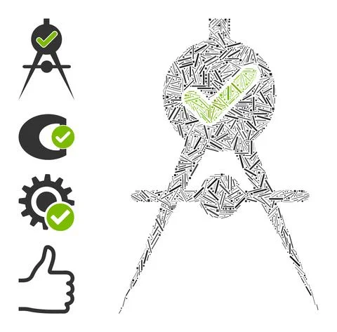 Linear Quality Confirmation Icon Vector Collage Illustrazione stock
