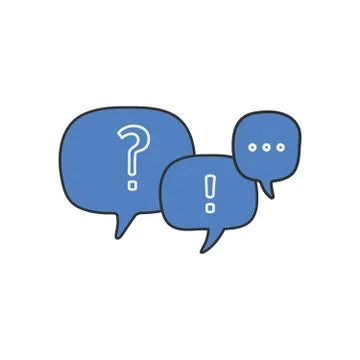 Linear question mark and exclamation mark in chat bubbles , vector illustrati Stock Illustration