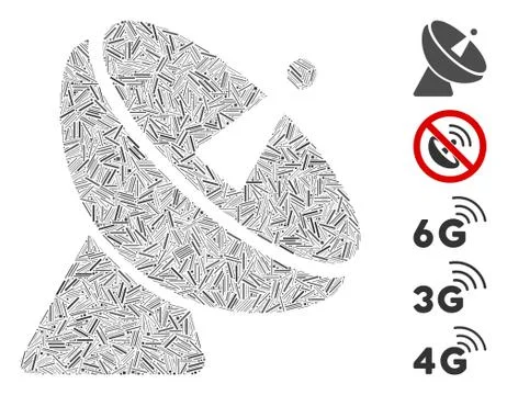Linear Radio Telescope Icon Vector Collage Stock Illustration