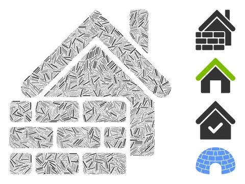 Linear Realty Brick Wall Icon Vector Collage Stock Illustration