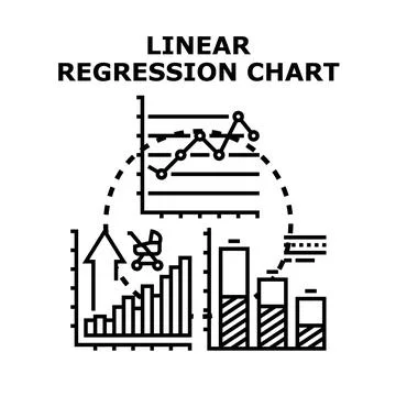 Linear regression chart analyzing business data statistics Stock Illustration