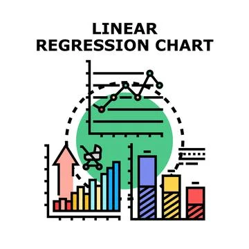 Linear regression chart analyzing business data statistics Stock Illustration