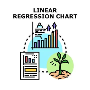 Linear regression chart analyzing data development Stock Illustration