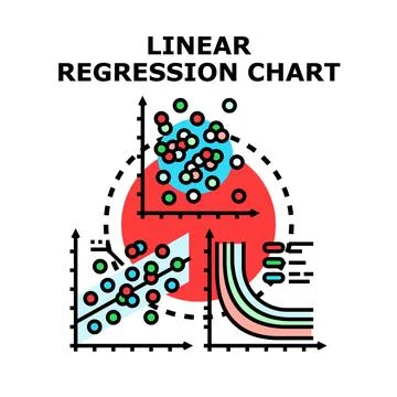 Linear regression chart representing data analysis and statistical modeling Stock Illustration