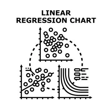 Linear regression chart representing data analysis and statistical modeling Stock Illustration