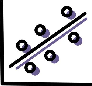 Linear regression graph showing correlation data Ilustración de archivo