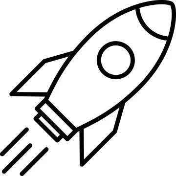 Linear rocket icon as a creative idea and startup Stock Photos