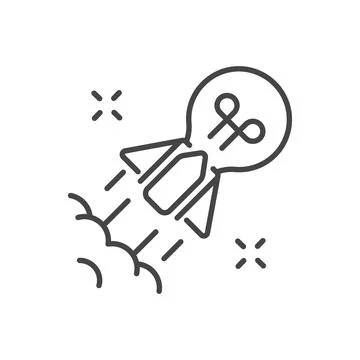 Linear rocket launch in shape of light bulb Illustrazione stock