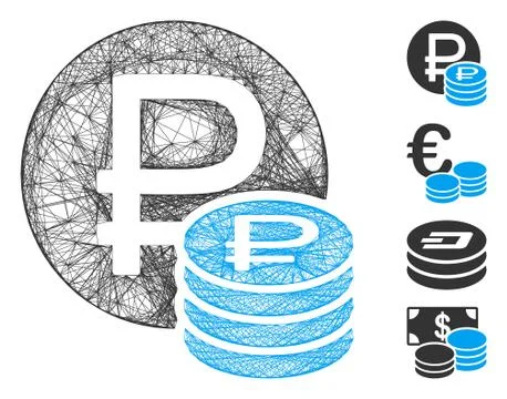 Linear Rouble Coins Vector Mesh Stockillustratie