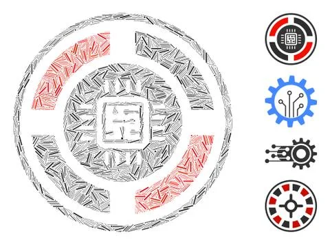 Linear Roulette Processor Icon Vector Mosaic Stock Illustration