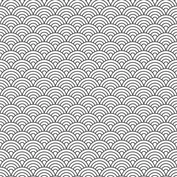 Linear Round Japanese Ornament Pattern Stock Illustration