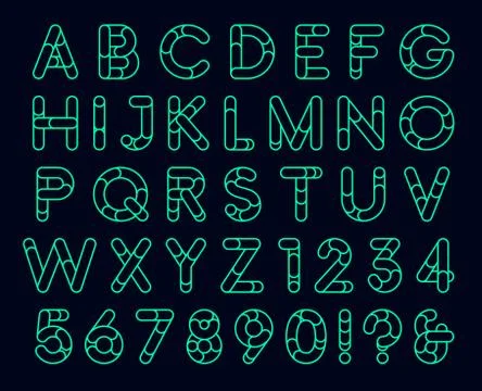 Linear rounded decorative font Stock Illustration