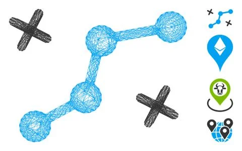 Linear Route Points Vector Mesh イラスト素材