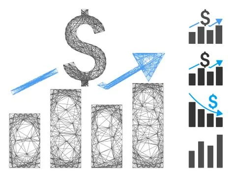 Linear Sales Bar Chart Vector Mesh 스톡 일러스트