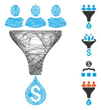Linear Sales Funnel Vector Mesh Stock Illustration