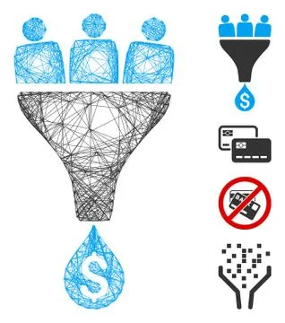 Linear Sales Funnel Vector Mesh Stock Illustration