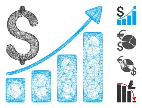 Linear Sales Growth Chart Vector Mesh Stock Illustration