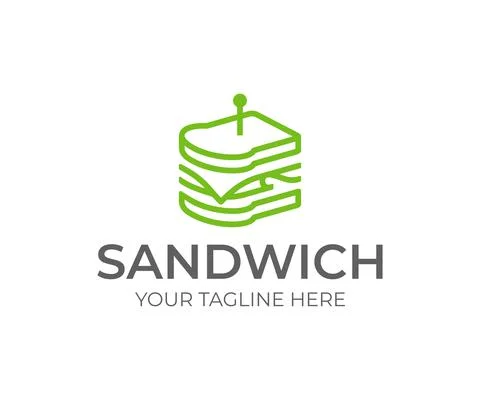 Linear sandwich logo design. Fast food vector design Stock Illustration