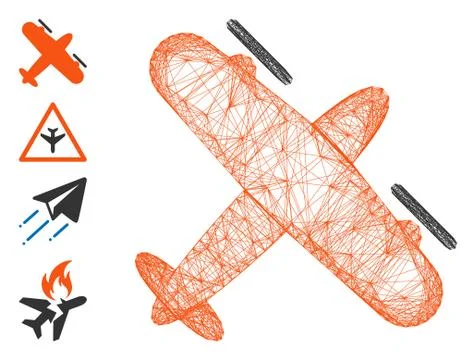 Linear Screw Aeroplane Vector Mesh 스톡 일러스트