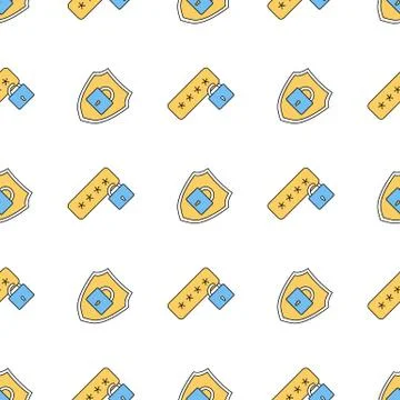 Linear seamless pattern with password and lock Stock Illustration