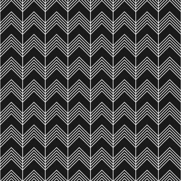 Linear seamless pattern with zig zag in black and white Stock Illustration