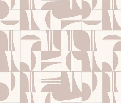 Linear seamless smooth and square abstract pattern beige Stock Illustration