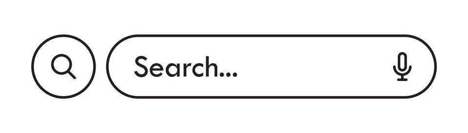 Linear Search Bar With Microphone On White Background, Isolated Vector Stock Illustration