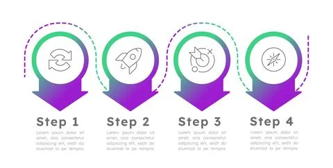 Linear sequential infographic 4 steps Stock Illustration