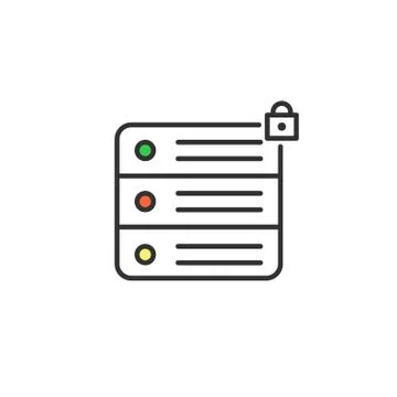 Linear Server lock icon. Network Equipment Icon. Network Router, Switch, Server Stock Illustration