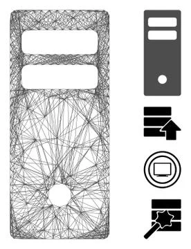 Linear Server Mainframe Vector Mesh 스톡 일러스트