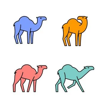 Linear Set of colored Camels icons Stock-Illustration