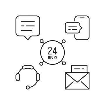 Linear set of day-and-night support service Stock Illustration