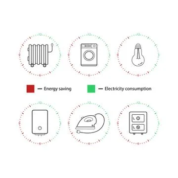 A linear set of icons for the graph of electricity consumption, Infographics of Stock Illustration