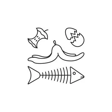 Linear set of organic waste Stock Illustration