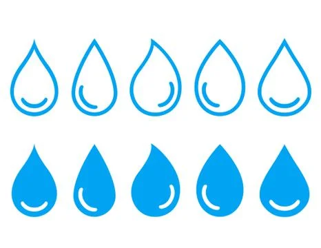 Linear set water drops Stock Illustration