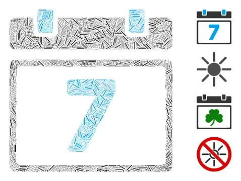 Linear Seventh Day Icon Vector Mosaic Stock Illustration