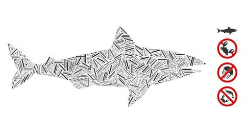 Linear Shark Icon Vector Mosaic イラスト素材