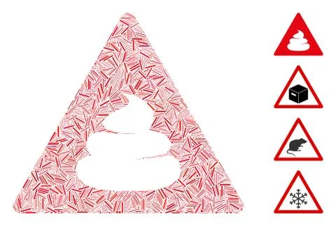 Linear Shit Danger Icon Vector Collage 스톡 일러스트